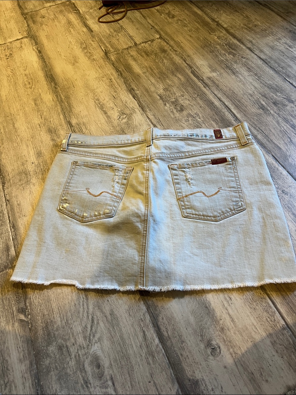 7 for All Mankind Light Wash Denim Mini Skirt